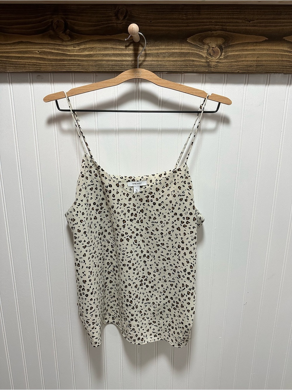 Nine West Leopard Print Cream Spaghetti Strap Tank Top xl